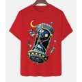 Cool Hourglass Space Station Cotton Unisex Summer T-shirt. 