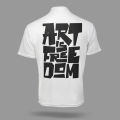 "Art Is Freedom" Graphic Print White T-Shirt- Front & Back Design. 