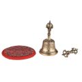 Tibetan Buddhist Bell Bronze Hand Bell with Vajra Padding for Meditation Prayer. 