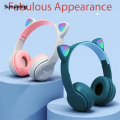 Sutuiying P47M Wireless Bluetooth Headset Gamer Cat LED Light Waterproof Noise Original Cancelling Earbuds Wireless Headphones Bluetooth Earphones. 