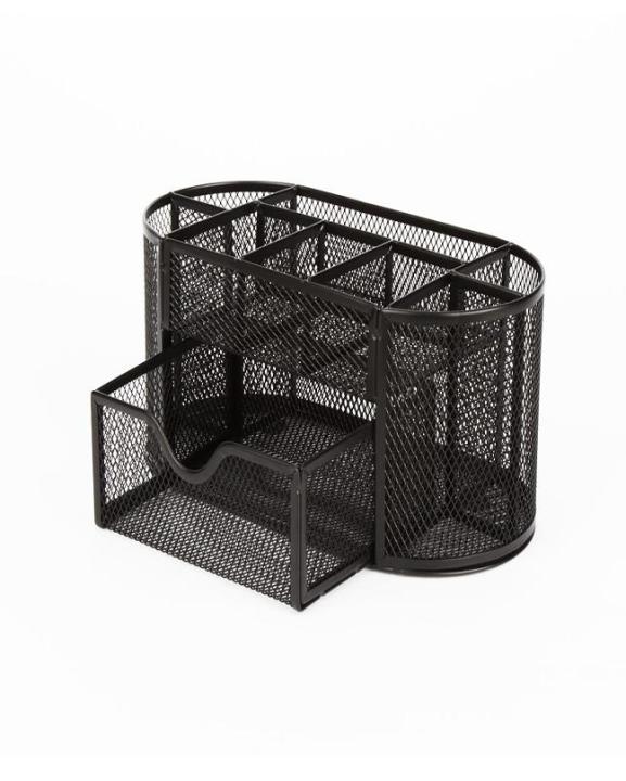 Bizzy%20Desk%20Organizer,%20Mesh%20Metal%20Steel%20Pen%20Stand/Holder%20stationery%20organizer-%20Black%20-%20Image%203