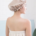 fasdaga 2 Pcs Women'S Waterproof Hat Bathing Long Hair Bathing Headgear Hair Cover Oil Fume Dry Hair Cap, Pink & Champagne. 