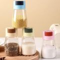 Press Type Measuring Seasoning Bottle Spice Bottle Refillable Plastic Metering Salt Bottle Transparent Quantitative Salt Dispenser Cooking. 