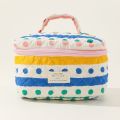 Portable Floral Graphic Cotton Quilted Makeup Bag Large Striped Polka Dots Travel Makeup Bag Graffiti Cute Organizer Women Girls. 
