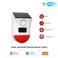 IP65 Waterproof Solar Powered WiFi Infrared Motion Sensor Detector Alarm Tuya PIR Audible and Visual Home Security System. 