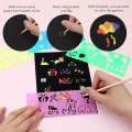 NCANRUI Rainbow Scratch Paper Art Set, Scratch Papers Supplies Black Scratch Drawing Art Crafts Sheets Notes Cards(59 Pcs). 