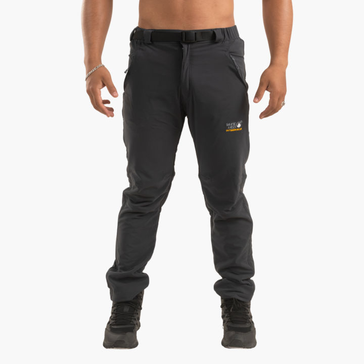 Grey Solid Outdoor Hiking Pant For Men