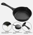 Cast Iron Skillet Pre-Seasoned Frying Pan Round Non Stick Griddle w/ Long Handle. 