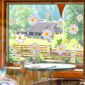 6/12 PCS Window Clings Double-Sided Window Stickers Daisy Pattern Shiny Glass Decals Static Cling Vinyl Anti Collision Sun Catchers Mirror Decoration. 