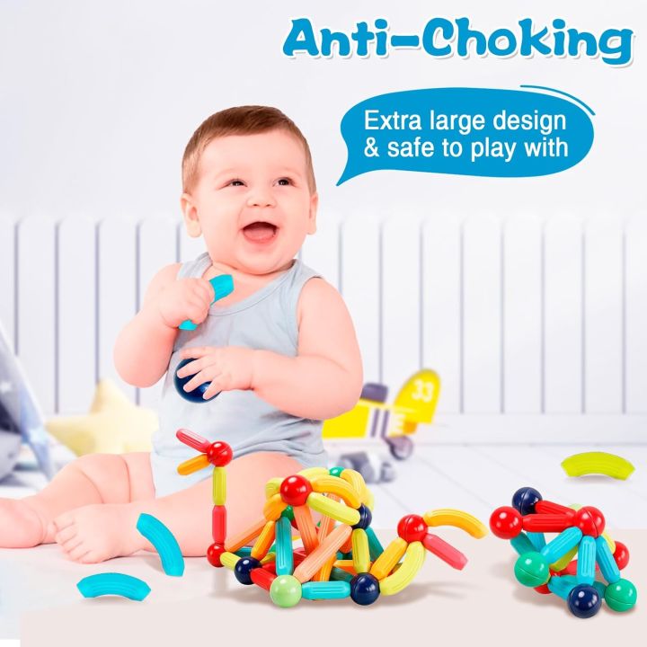 90PCS%20Magnetic%20Building%20Block%20Toys%20for%20Kids,%20Educational%20Magnetic%20Sticks%20and%20Balls,%20Learning%20Toys%20-%20Image%202