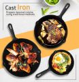 3 Piece Set of PreSeasoned Cast Iron Frying Pans - Black. 