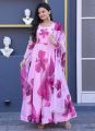 Women's Georgette Embroidered Anarkali Kurti with Dupatta, kurta set for women | Kurta Set(Lilly Pink). 