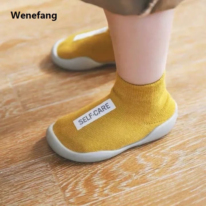Wenefang 1 Pair Baby Cotton Shoes Socks Kids Boys Girls Silicone Soft Soled New style Child Floor Socks Shoes Cute Infant Toddler First Walkers
