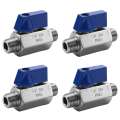 NAMUNY 4X Stainless Steel Ball Valve - 1/4 Inch NPT Thread Male Small Mini Ball Valve (1/4Inch Male&Male). 