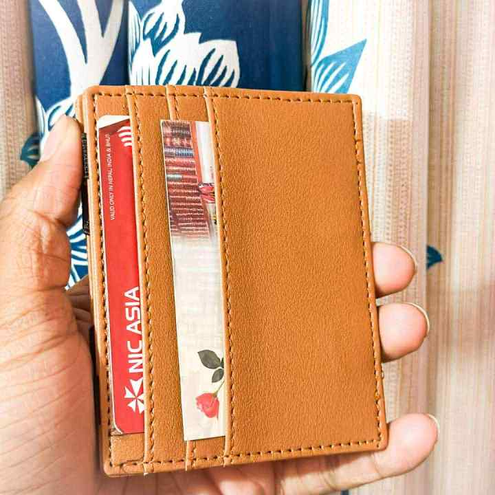 Magic Money Clip Vegan Leather Slim Wallet Magic Men's Card Holder Magic Wallet and Credit/ID Case Mini Bifold Wallet (Black,Coffee,Brown) For Men