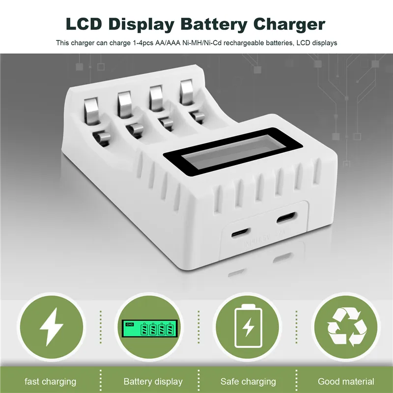 1.2V NiCd AA Rechargeable Batteries 700mAh + 6-Slot Ni-MH/Ni-CD Charger – Solar Light Combo
