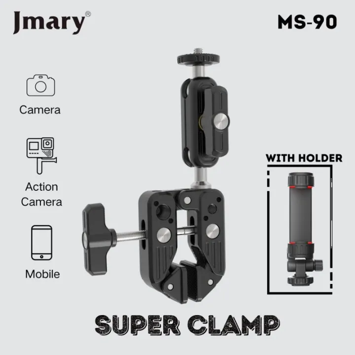 Click Clamp Filming JMARY MS-90 Super Clamp with 360° Double Ball Head Magic Arm ...