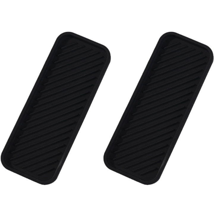 2 Pack Black Sink Organizer Tray Sponge Holder for Kitchen Sink Bathroom Tray Sponge Silicone Soap Holder