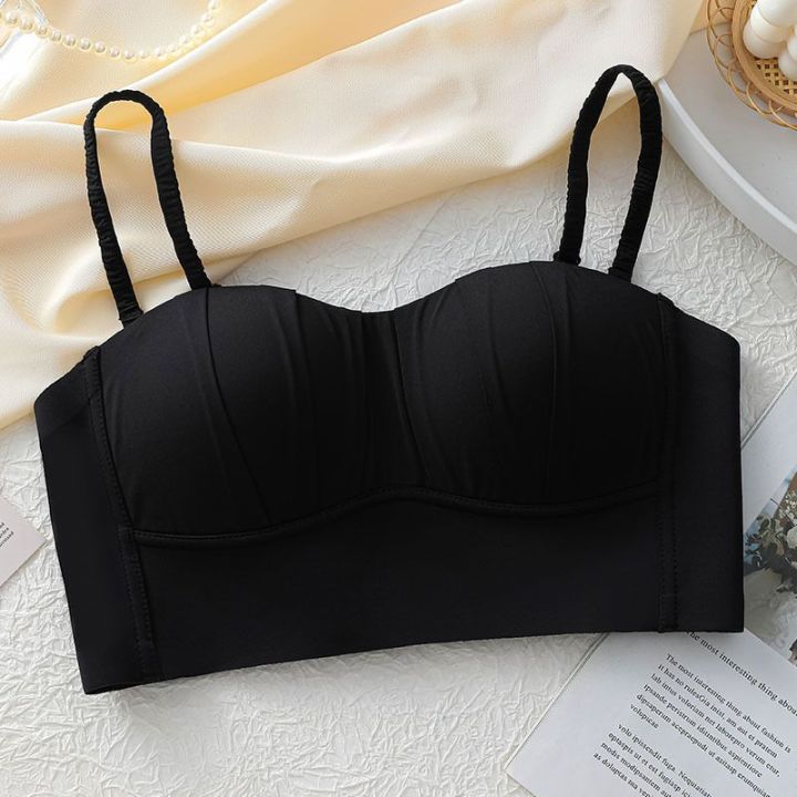 Strapless%20underwear%20women's%20bandeau%20wrap%20big%20show%20small%20anti-light%20and%20traceless%20underwire%20summer%20thin%20bra%20-%20Image%209