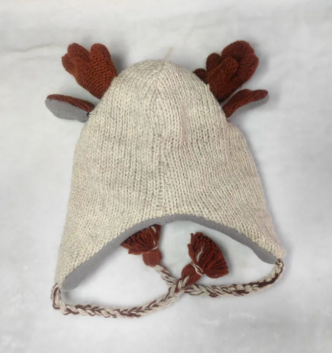 Woolen%20Hand%20Knite%20Animal%20Ear%20Flap%20Hat/Cap%20Topi%20For%20Men%20-%20Image%202