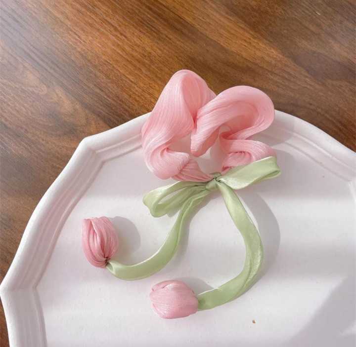 BLUE%20BELL=Tulip%20Flower%20Fringe%20Hair%20Ties%20Ribbons%20Scrunchie%20Hair%20Tie%20%20Hair%20Band%20Accessories%20-%20Image%208