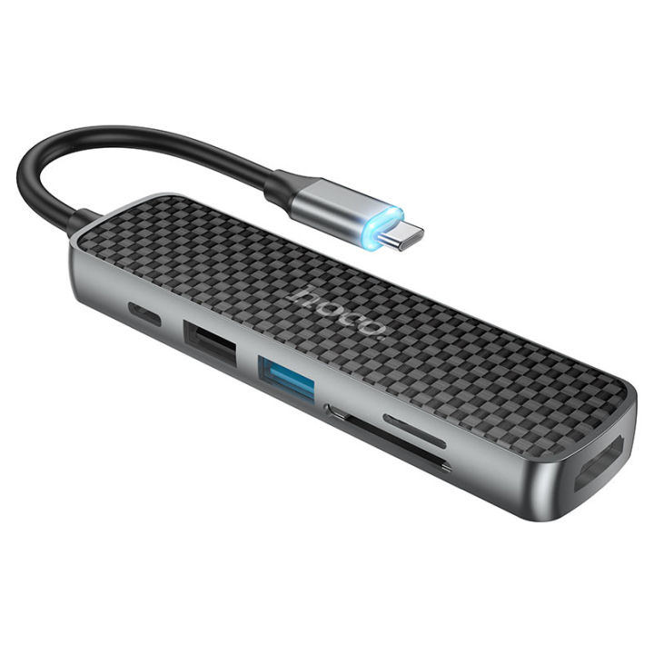 Hoco%206%20in%201%20Type%20C%20Hub%20with%20HDMI%20+%20Type-C%20PD%20+%20USB3.0%20+%20USB2.0%20+%20SD%20+%20TF,%20support%204K%2030Hz,%20up%20to%2060W%20(20V%20/%203A)%20charging%20with%202.0%20card%20reader%20-%20Image%208