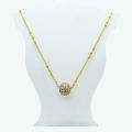 Gold Plated Panchadhatu Chain With White Stone Ball Locket For Women. 