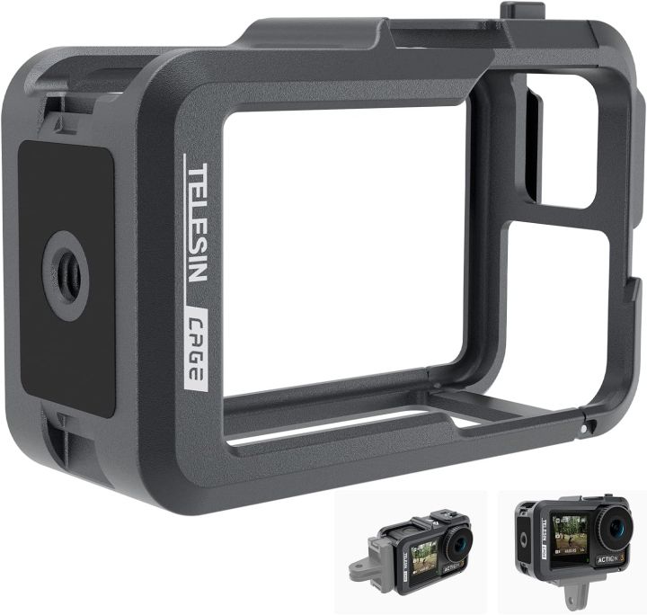 TELESIN Aluminum Case Metal Cage for DJI Osmo Action 5 Pro Action 4 Action 3 Protective Frame Housing