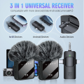 F11-2 Wireless Microphone – Dual TX Professional Lavalier Mic (Plug & Play). 