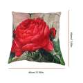 Vintage Floral/Flower flax Decorative Throw Pillow Case Cushion Cover Home Sofa Decorative(Rose flower). 