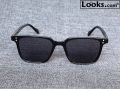 Korean Trendy Classice Unique Design Black Rimless Square Sunglasses For Men. 