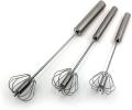 Stainless Steel Hand Push Whisk and French Whisk Set, Milk Frother, Egg Beater, Pogo Whisk. 