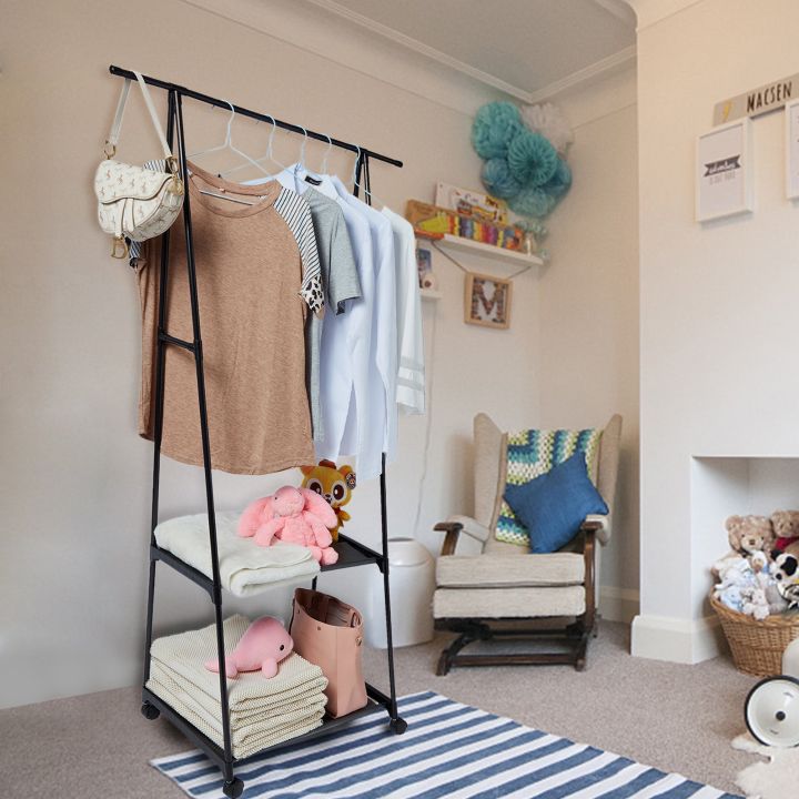 Clothes Rack 2 Tier, CLothes Rack On Wheels, Rolling Garment Rack ...