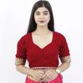 Ruby Red Lace Bordered Saree Blouse For Women - Nb-1016. 