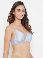 Clovia Padded Underwired Full Cup Geometric Print T-shirt Bra in Lilac. 