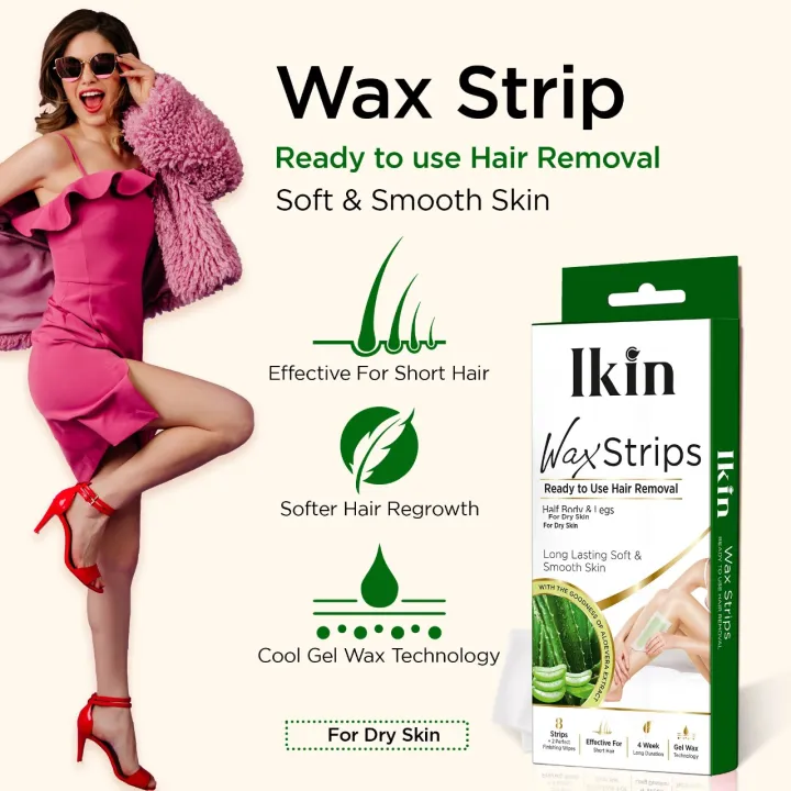 Astaberry Ikin Wax Strip with Aloevera For Dry Skin- 8 strips