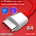 Oneplus Cable Original 100W 8A USB Type C Cable Supervooc Warp Fast Charging Charger One plus 10 9 8 pro 11 10t Nord 3 2t 2 8t. 