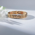 Gold Plated Bio Magnetic Bracelet – 4 in 1 Magnets, Far Infrared, Germanium, and Negative Ions Health Energy Power Therapy Bracelet for Men & Women. 