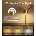 Portable Waterproof Table Lamp-3 Pack Cordless Battery Operated Lamp for Outdoor for Dinner, Desk, Cafe Lighting in Gold. 