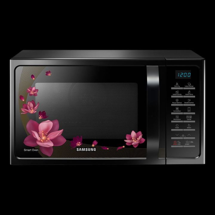 Samsung%2028%20L%20Convection%20Microwave%20%20%7C%20MC28H5025VP/TL%20%7C%20Black%20with%20Magnolia%20Pattern,%20Slim)%20-%20Image%203