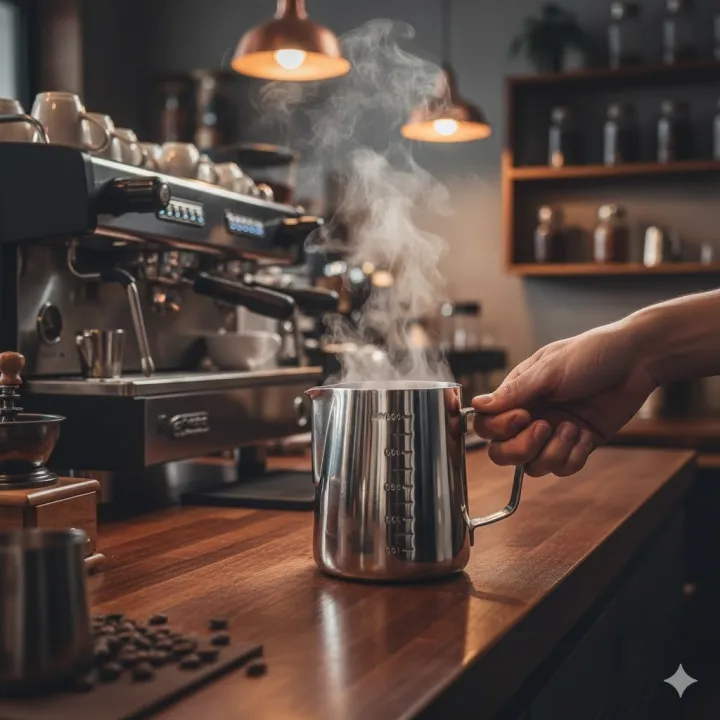 Stainless%20Steel%20Milk%20Frothing%20Pitcher%20For%20Espresso%20Coffee,%20350%20Ml%20-%20Image%202