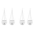 OYPFXMI 4Pcs Plastic Hanging Planter Self Watering Basket with Hooks, Hanging Flower Pot with Detachable Base White. 