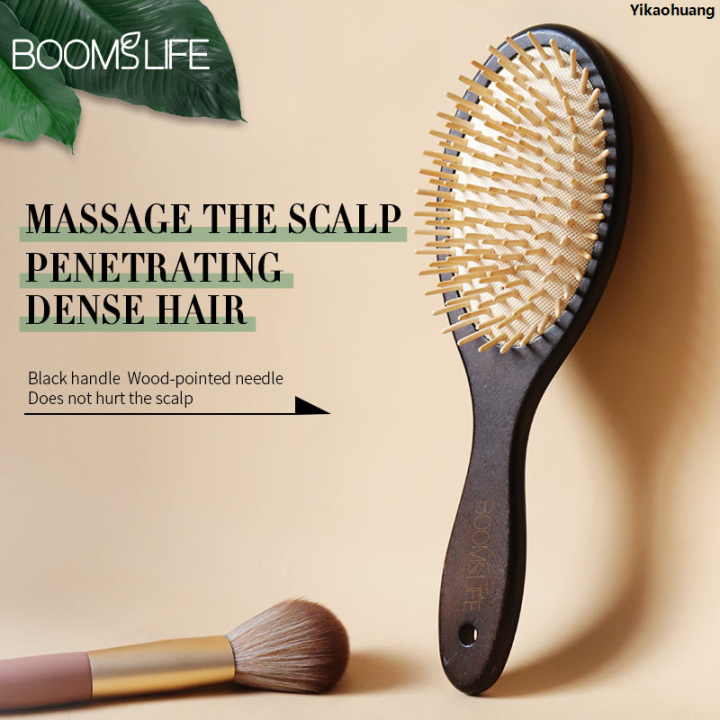 NEW YikaohuangBlack Wood Hair Brush Women Head Scalp Massage Detangling Hairbrush Wide Tooth Hair Comb Airbag Hair Loss Improve Scalp Tool Bargain price
