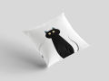Cute Black Cat Printed Cushion Cover Set – 4 Pieces. 