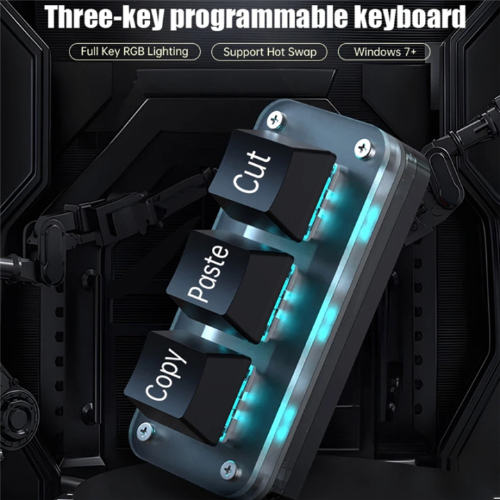 3 Keys Macro Programming Mini Keyboard for Photoshop Gaming Hotswap ...
