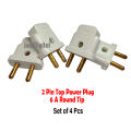 2 Pin Power Plug Male Socket 6A Round Tip Pack of 4 Pcs. 