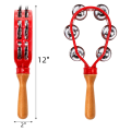JAERBEE 2 Pack Double Row Metal Jingles Hand Held Tambourine, Hand Percussion Instrument, Musical Bells for School. 