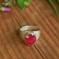 Pure Silver Ring With Natural Ruby For Men / 4.8 Gram. 
