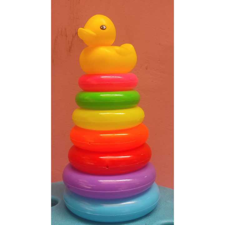 7 Colors Rings Baby Stacked Toy Sunny Music Ccolorful Rainbow Tower Tumbler Layer Stacking Children Stacking Ring