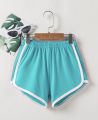 Girls Elastic Waist Contrast Binding Shorts. 